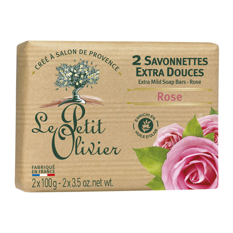 Jabón Sólido de Rosa 2x100g (Lateral)